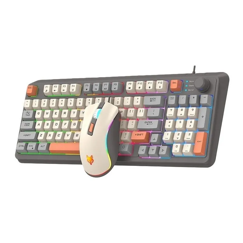 USB Wired Gaming Keyboard Mouse Set Illuminated - Grey