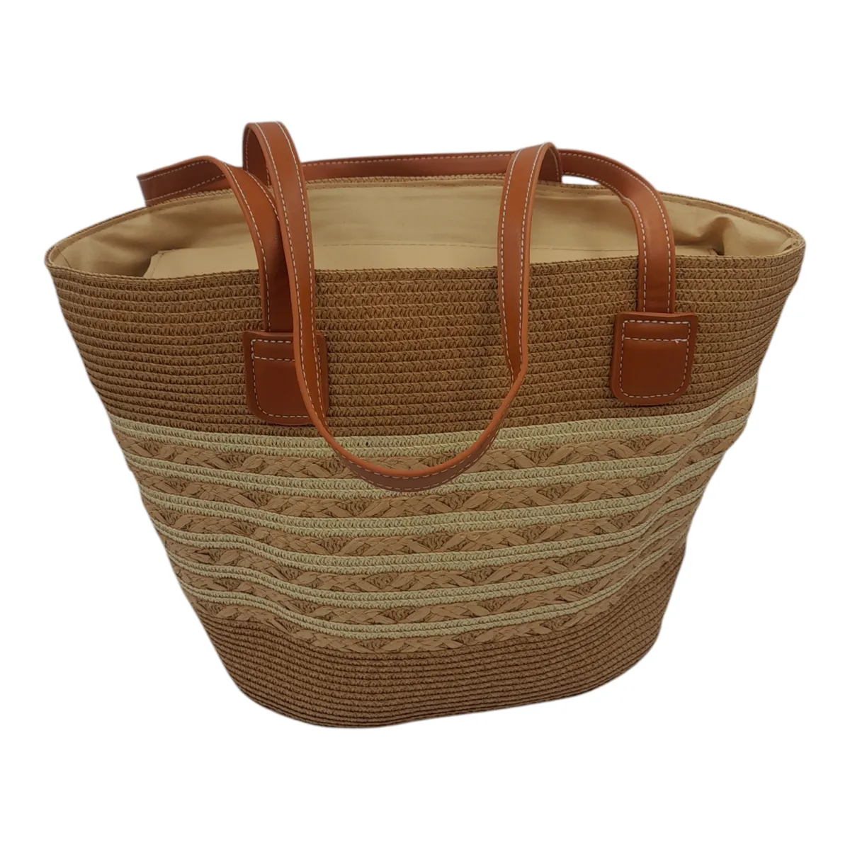 Classic Beach Bags for Women Everyday Tote Handbags for Ladies - Brown