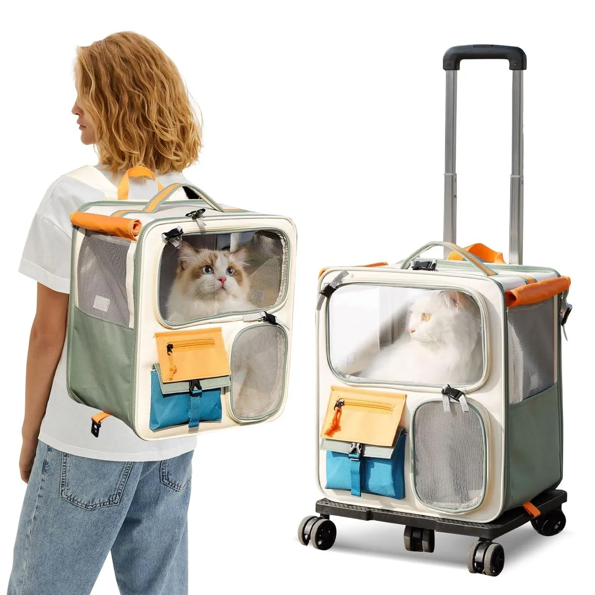 3-in-1 Pet Stroller Foldable Detachable Travel Carrier for Dogs & Cats