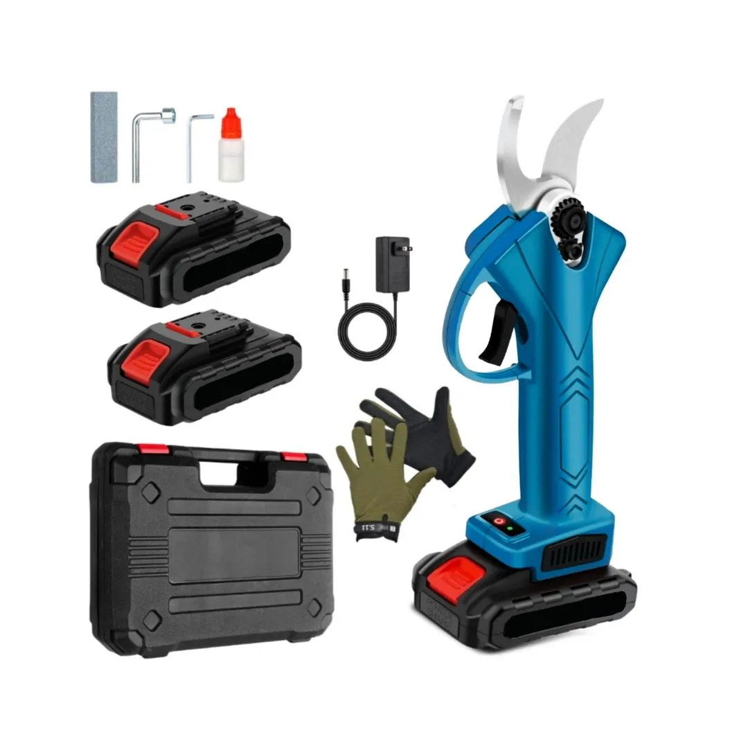 Ultimate Cordless Electric Pruner Kit With Gloves , Case & Accessories-Blue