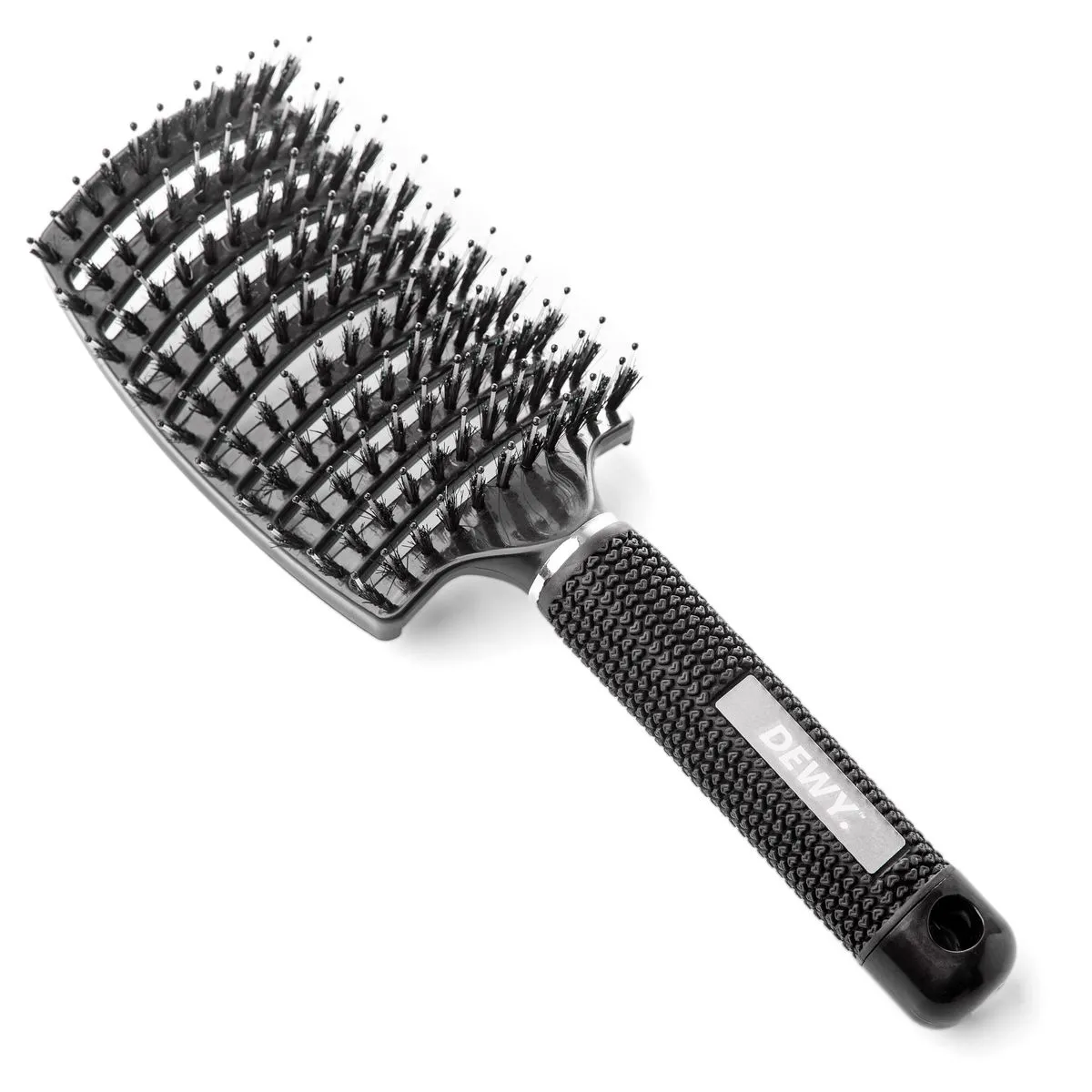Dewy - Mixed Quill Detangler Hairbrush with Boar Bristle - Black