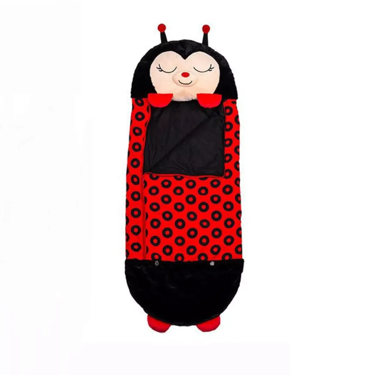 2 in 1 Lady Bug Design Play Pillow & Sleeping Bag - Red/Black