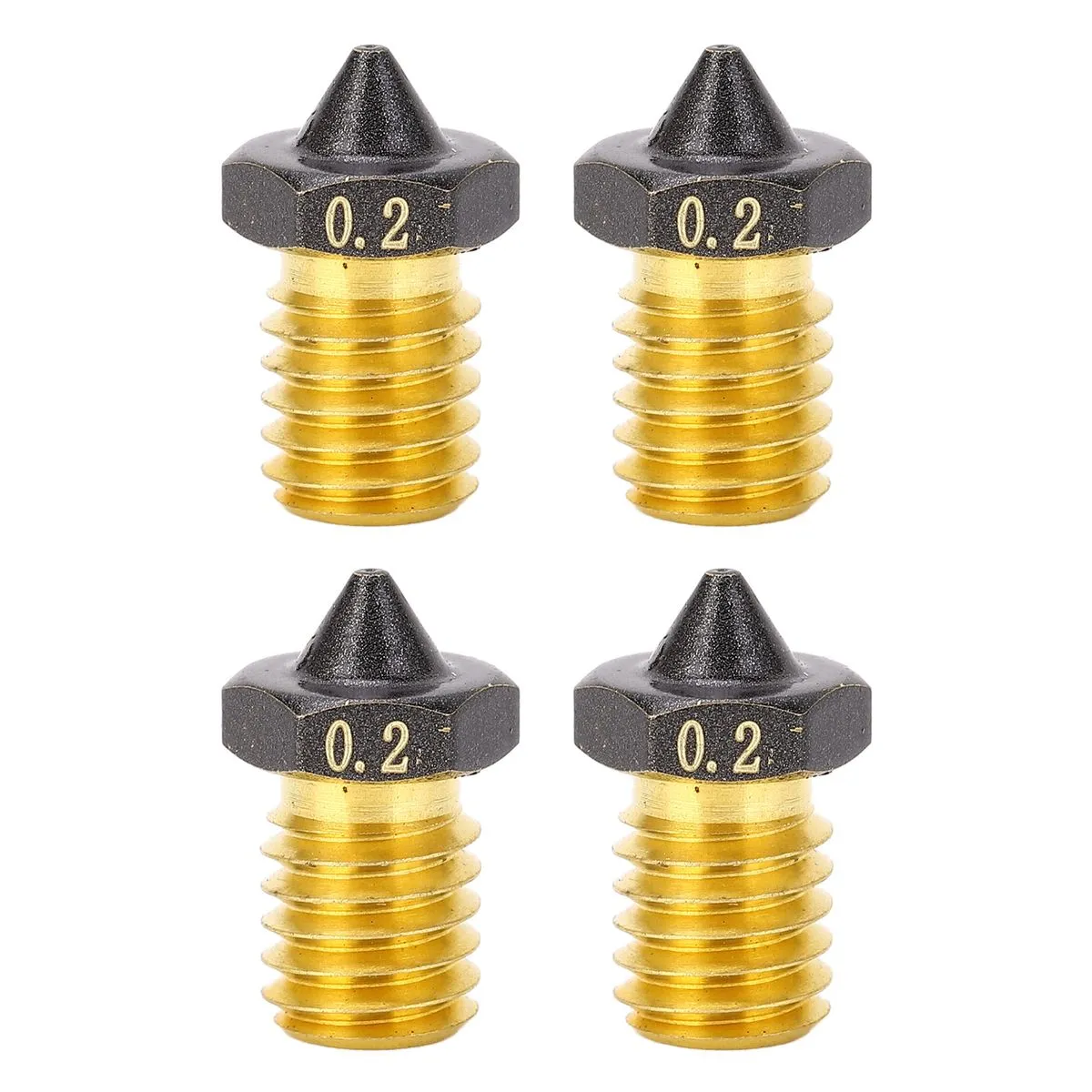 4-Pack Voron MK3S Nozzles - 0.2mm PTFE Coated Brass