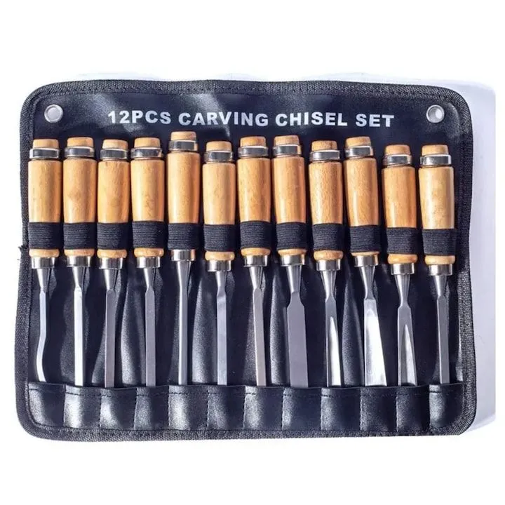 Set of 12 wood carving chisels