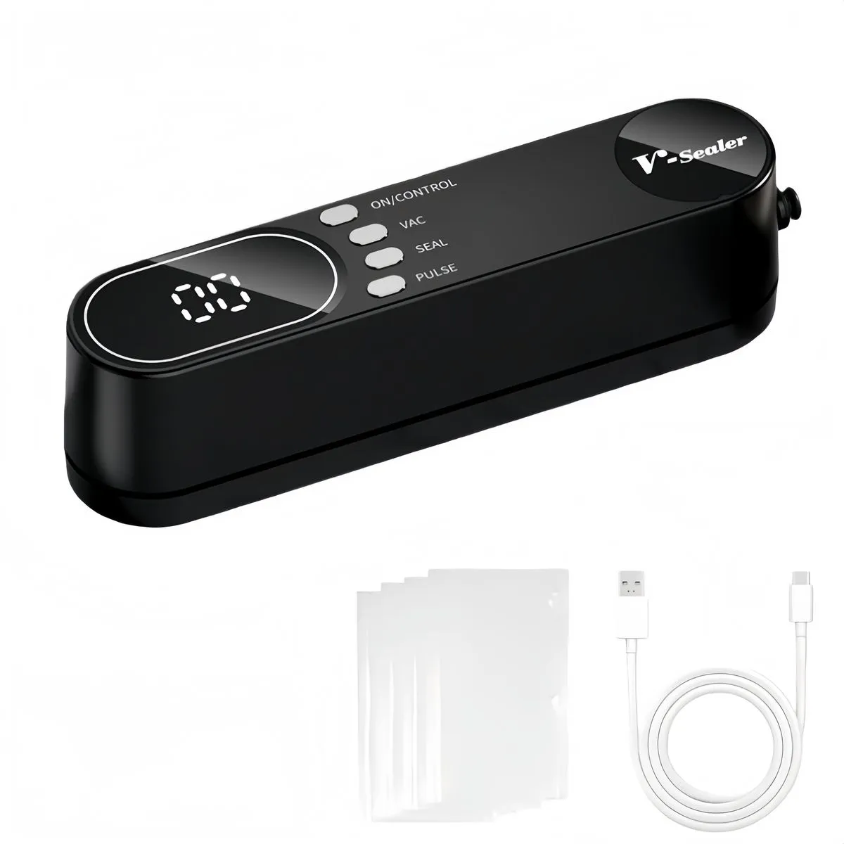 Mini Cordless Vacuum Sealer - USB Rechargeable Food Sealer - Black