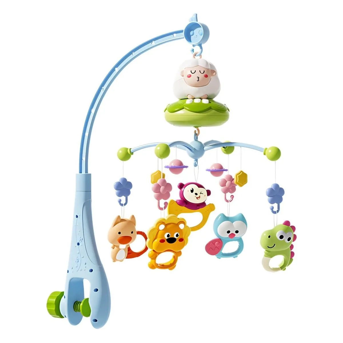Bed Bell Rattle Toy Crib Mobile with Music and Lights, Remote Control