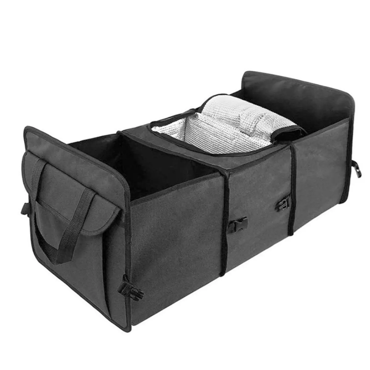 Car Trunk Storage Organizer Foldable Car Storage Box With Insulation Bag - Black
