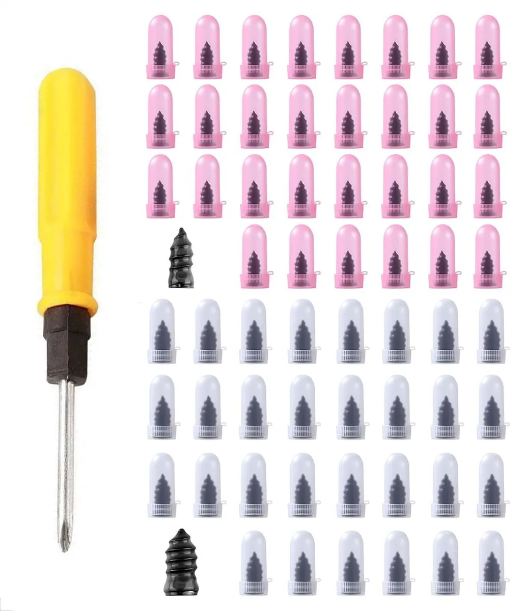 Tire Repair Nails Kit - Screw-in Tire Repair Plugs and Screwdriver
