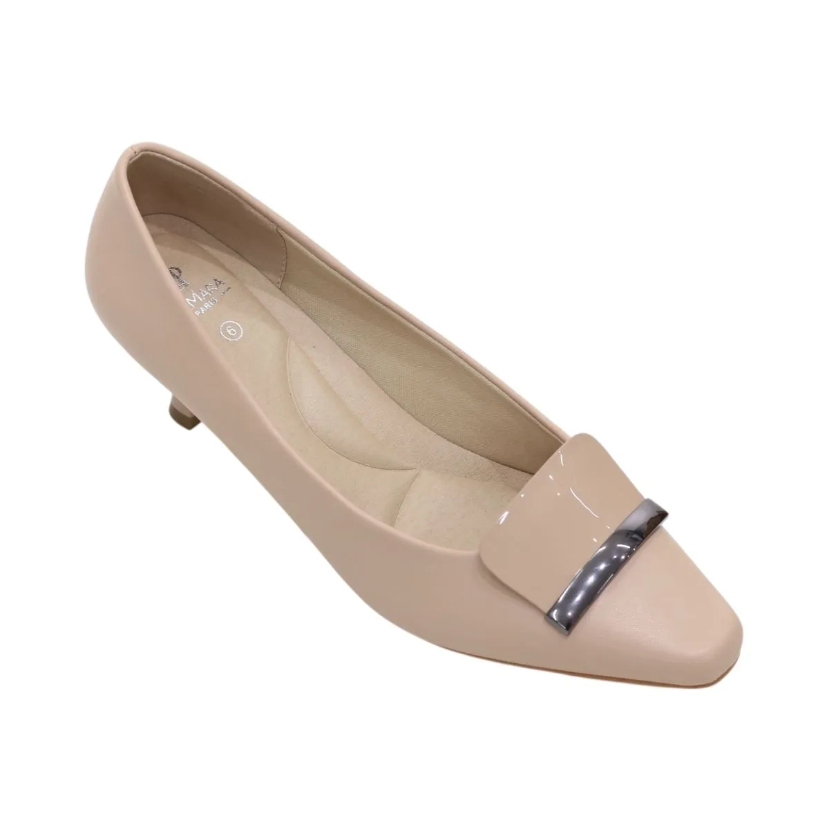 Lamara Paris Cadenza Stiletto 6cm Heel With Metallic Trim Nude