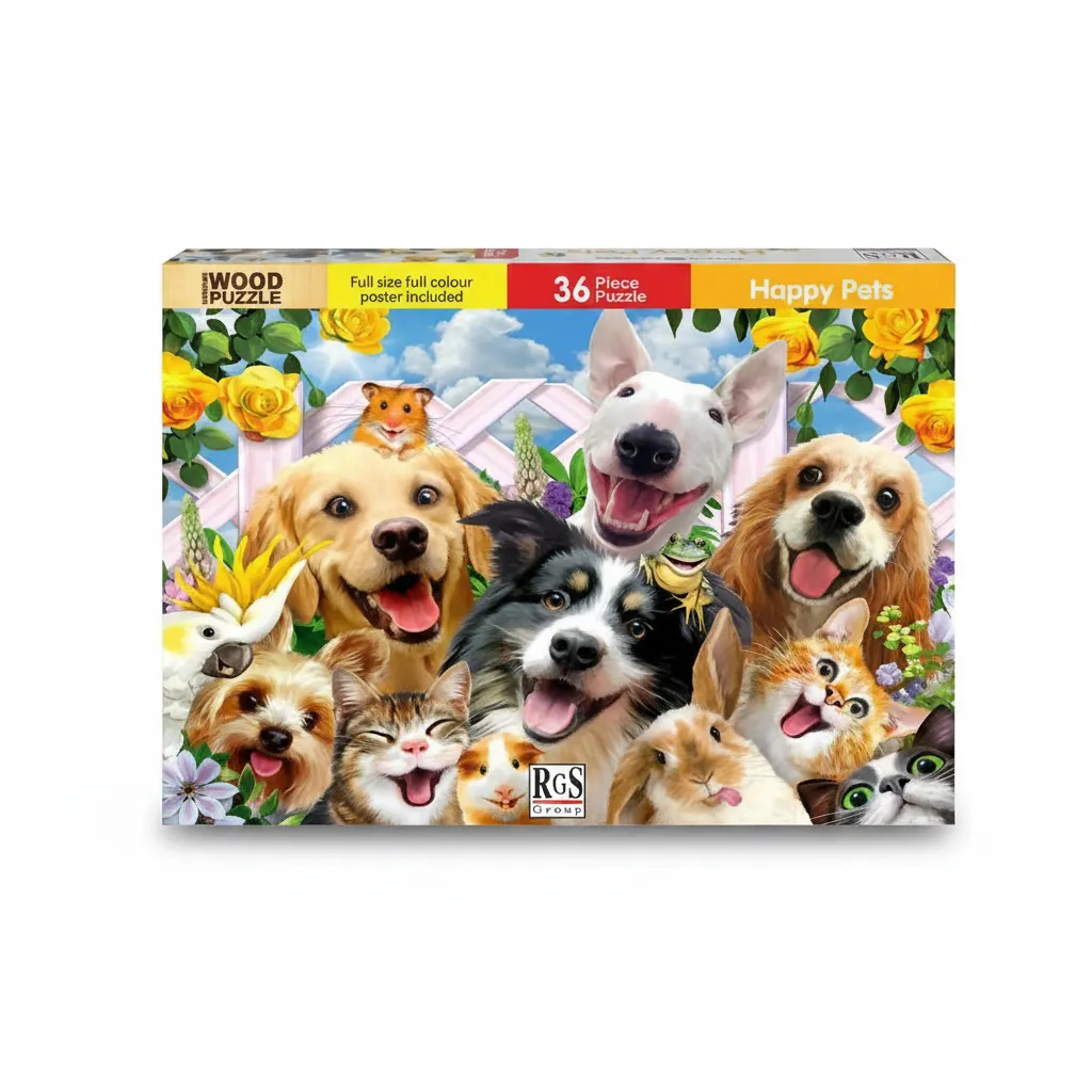 RGS 36 Piece Wooden Puzzle for Kids - Happy Pets Theme