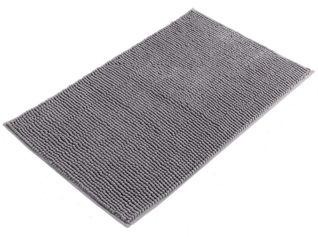 Grey Non-Slip Chenille Bath & Shower Mat: Luxury Soft & Absorbent Mat – M