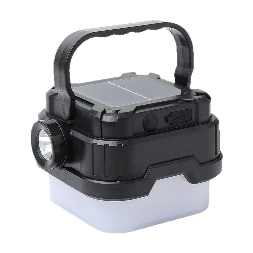 Solar Charging Square Camping Lamp Portable Multi-Function Outdoor - Black