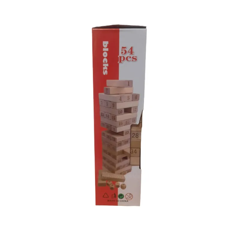 Wood Building Blocks 54 Pieces Number Game - natural 