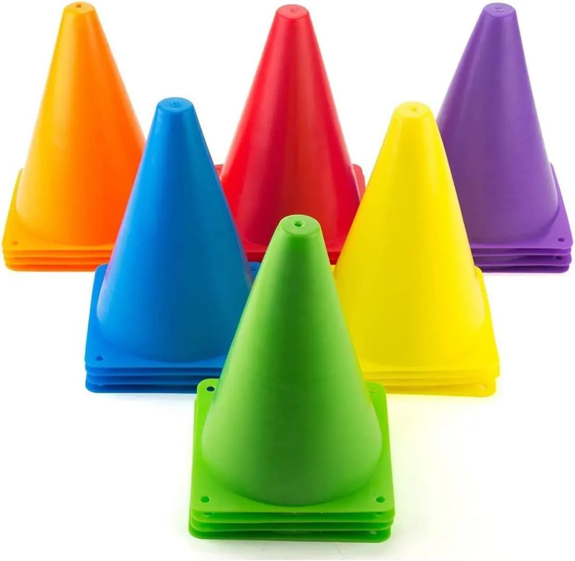 Plastic Training Cones 30 Pack, 7" Colored Markers for Soccer & Football