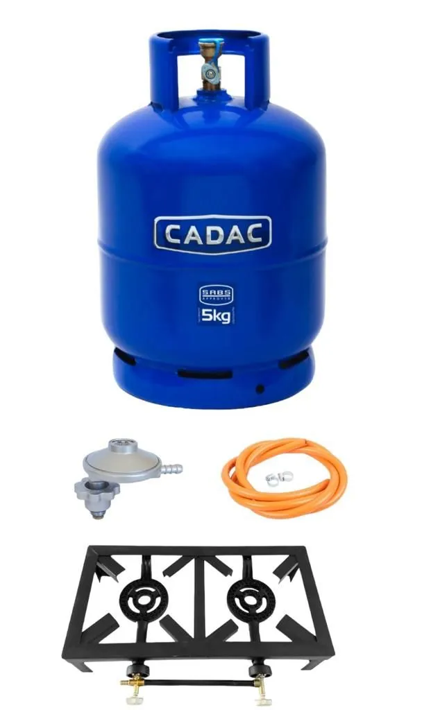 2 Plate Gas Burner, 4 Legged With Regulator Set And Cadac Gas Cylinder 5kg