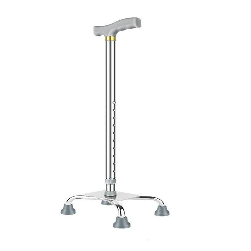 Adjustable stainless steel non-slip four-corner crutches for the elderly