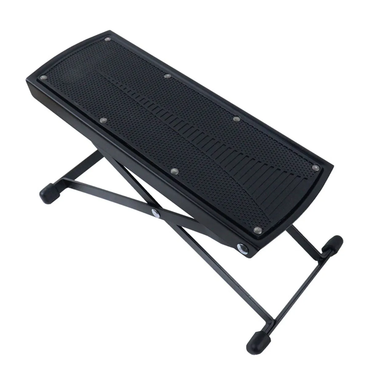 6 Position Height Guitar Footrest Footstool with Rubber End Caps - Black