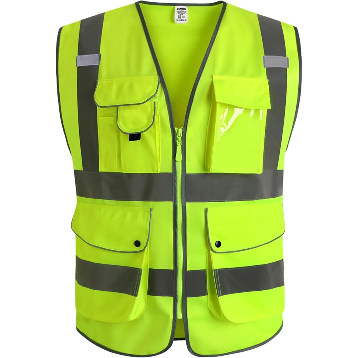 Multi Pockets Visibility Zipper Front Safety Vest with Reflective Strips