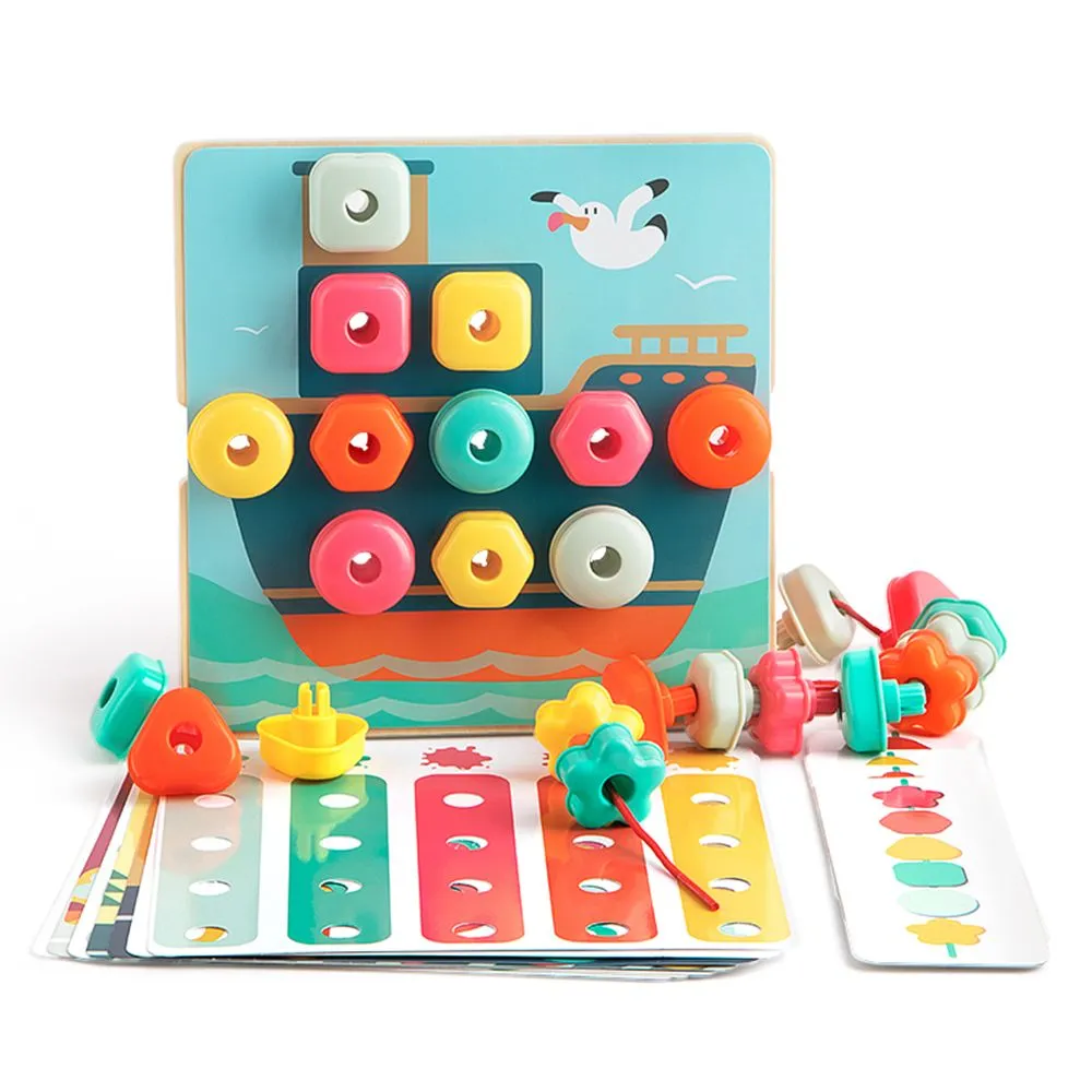 TopBright Fine Motor Skills Set - Lacing & Stacking Peg Activity for Kids