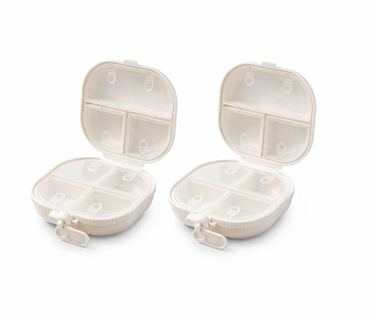 2 Pack - Double-Sided Travel Medicine Storage Case - Cream