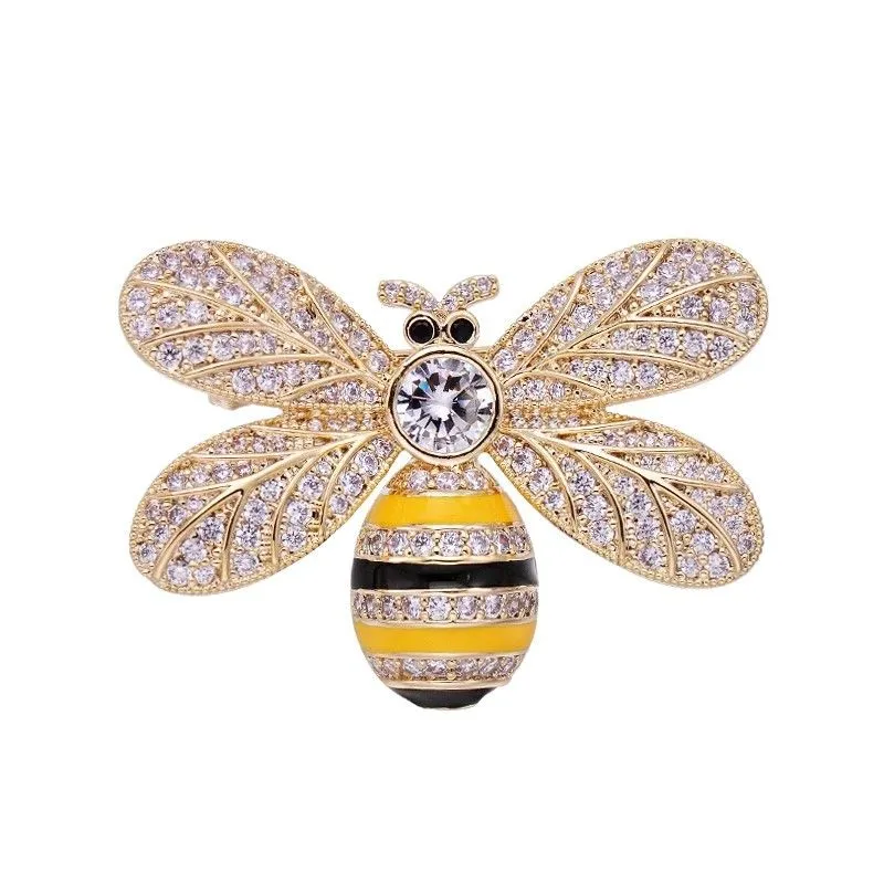 Exquisite Diamond Bee Brooch Fashion Jewelry Gift for Women Stylish