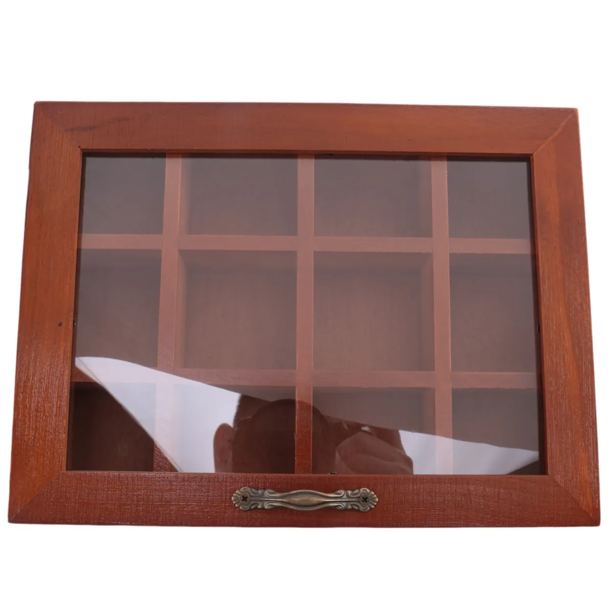 12 Grids Wooden Tea Bag Holder Sugar Packets Spice Pouches Case