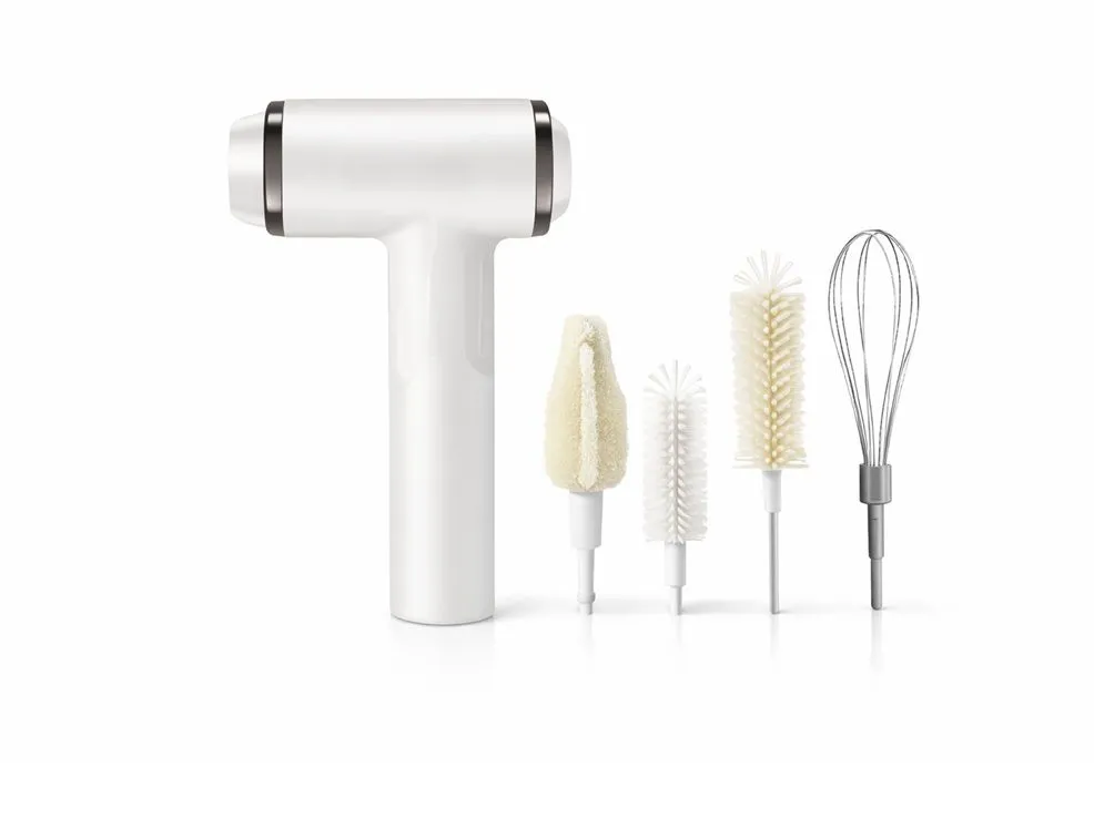 Electric Baby Bottle Cleaner Brush USB Rechargeable MultiFunctional white
