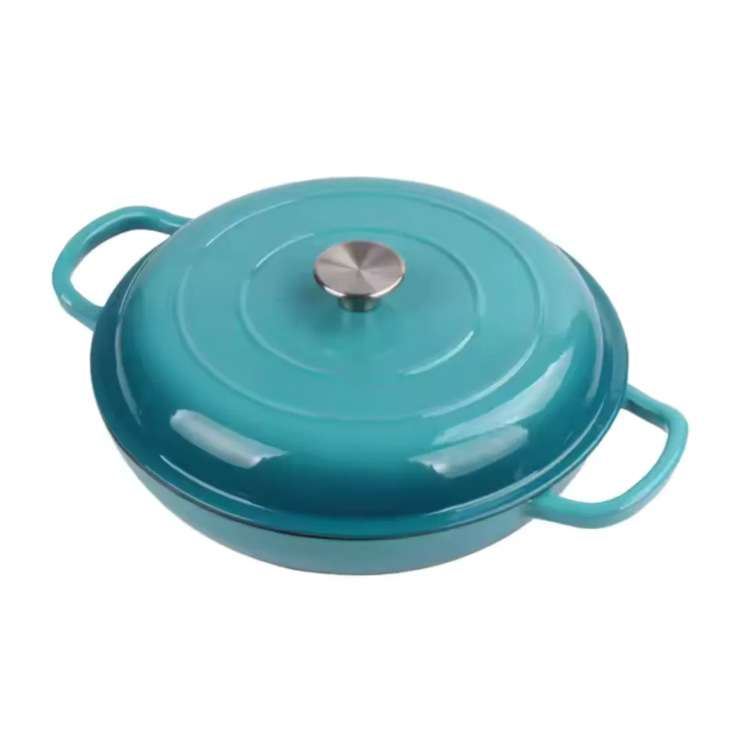 Cast Iron Round Casserole Dish - Blue