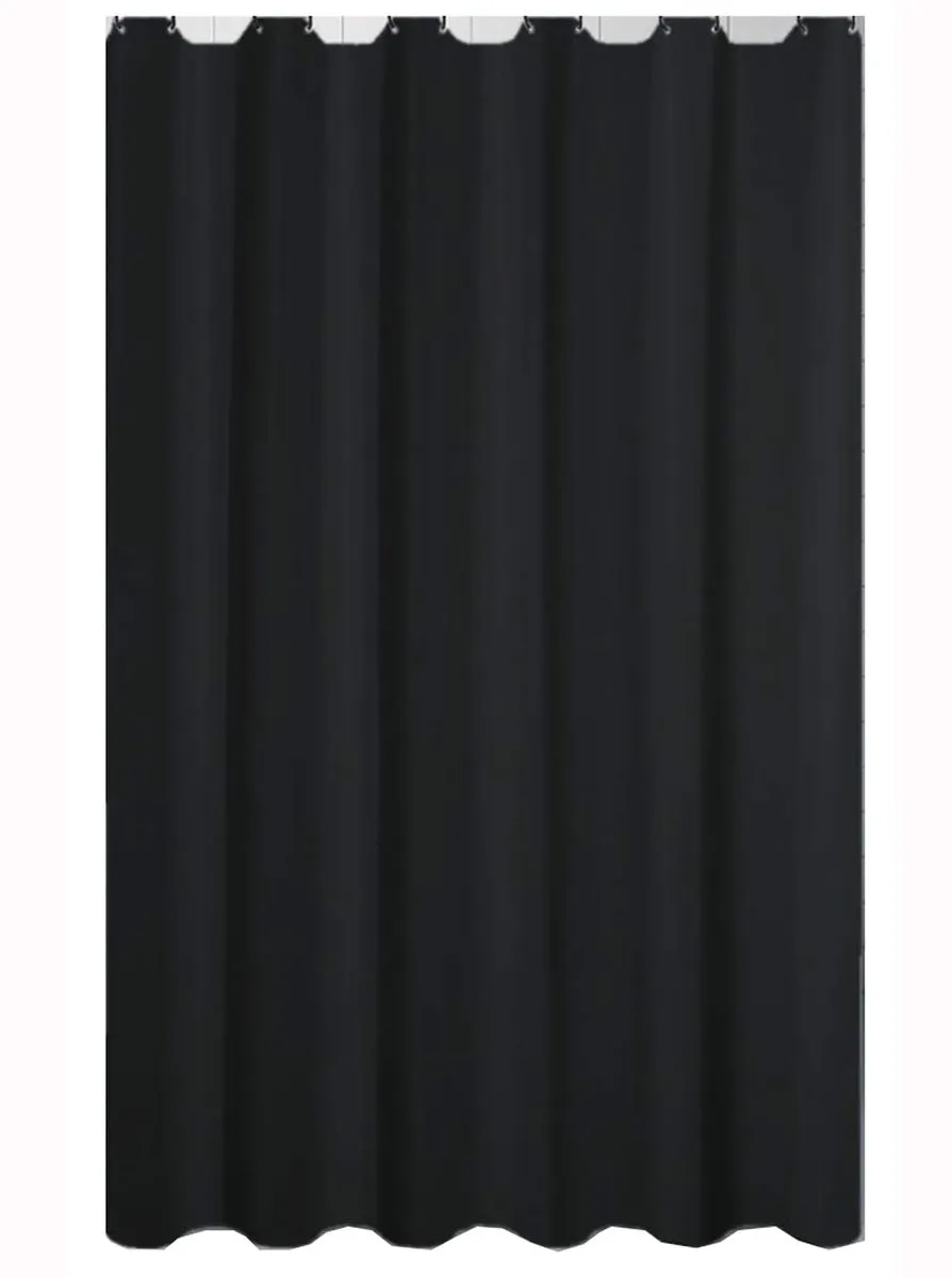 Black Shower Curtain, Mould Proof and Mildew Resistant - Black