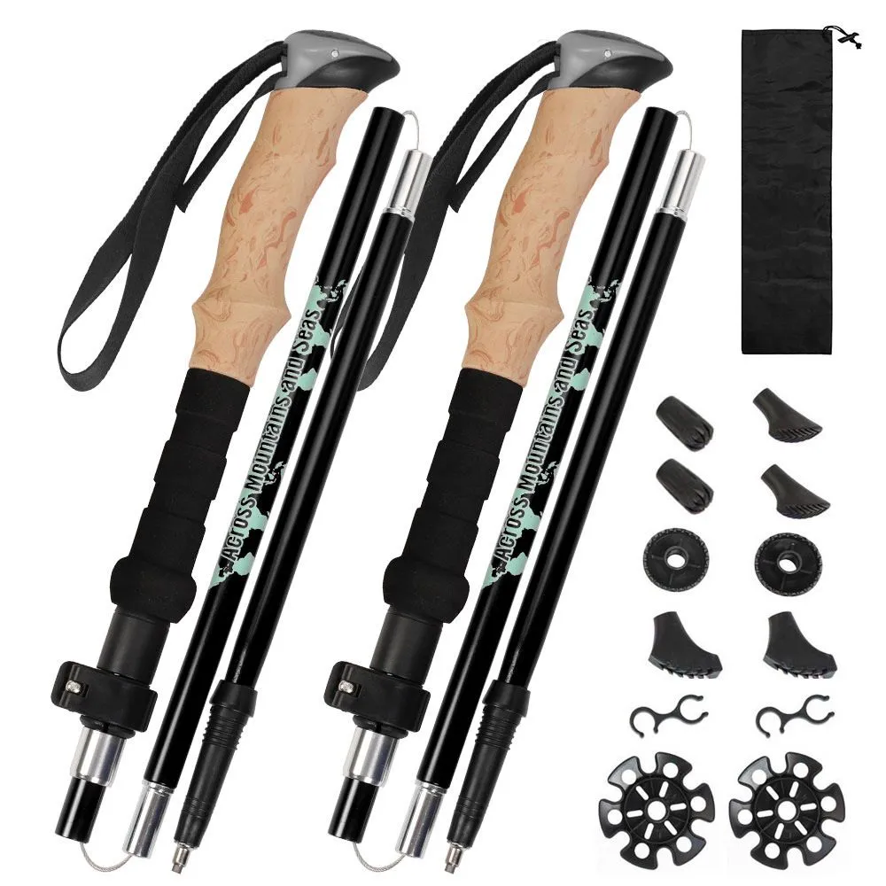 2 Pack Trekking Poles Hiking Stick Ultra Light Aluminum Extendable Portable