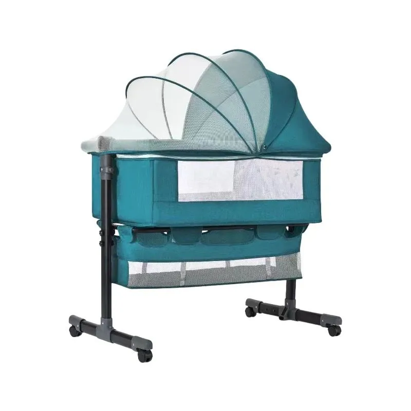 3 In 1 Bedside Baby Bassinet Sleeper Crib With Bed Nets - Blue