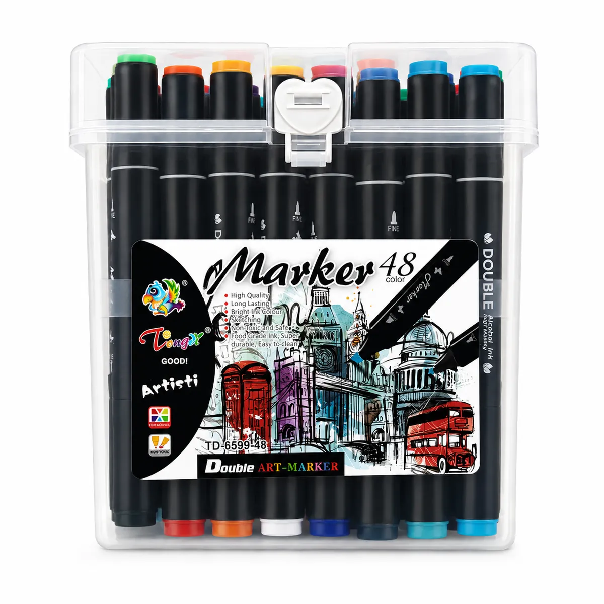 48 Colour Dual Tip Art Markers Set with Storage Case