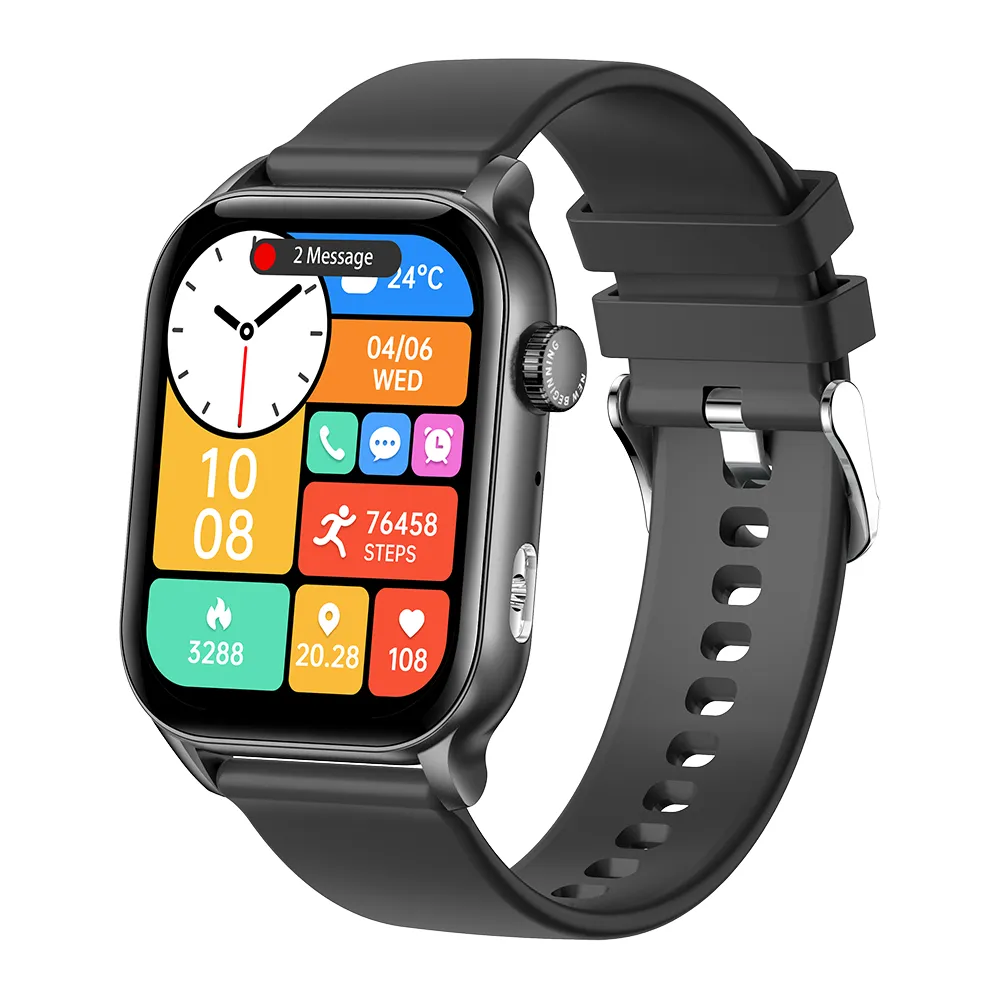 BezosMax 1.95" Dynamic Island Smart Watch with AI Voice & Bluetooth Calling - Black