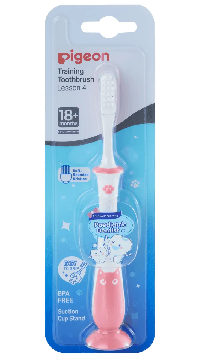 Pigeon Soft Bristles Toddler Training Toothbrush Lesson 4 18m+ Pink