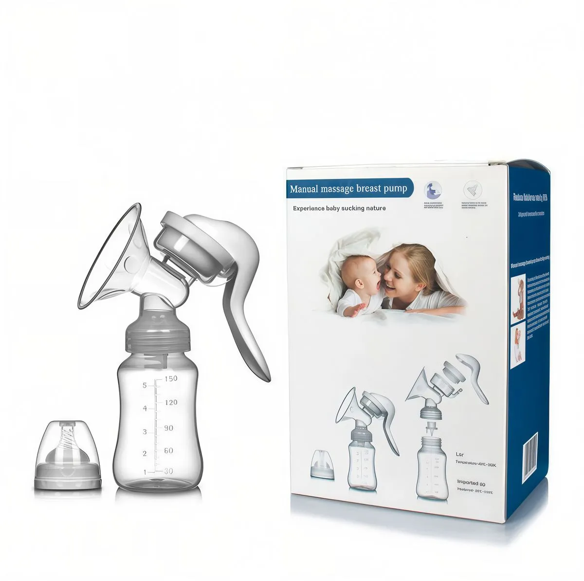 Manual Breast Pump with Silicone Massage Cushion - BPA Free & Portable