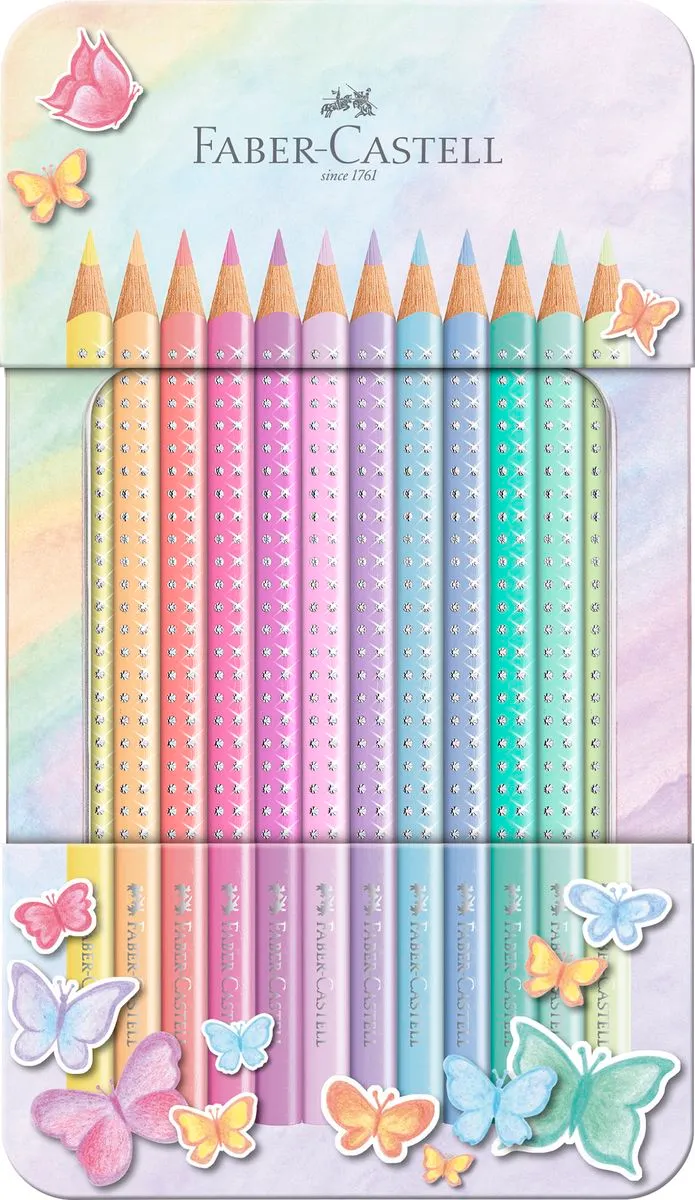 Sparkle colour pastel pencil, tin of 12