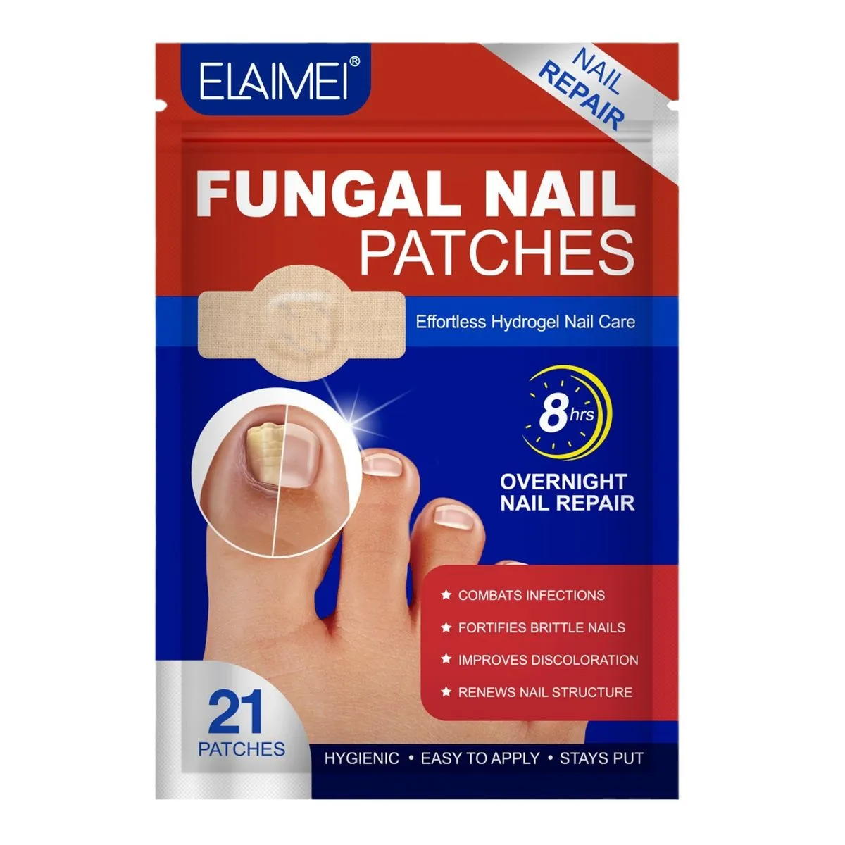 Fungal Nail Patches 21-Patches Toenail Repair 8-Hour Nail Treatment