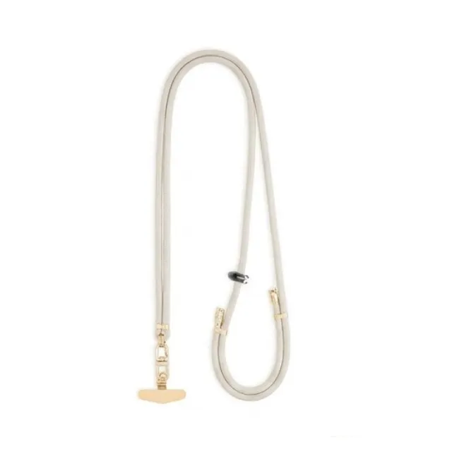Off White & Gold Cellphone Lanyard - 160cm Adjustable Crossbody Phone Strap