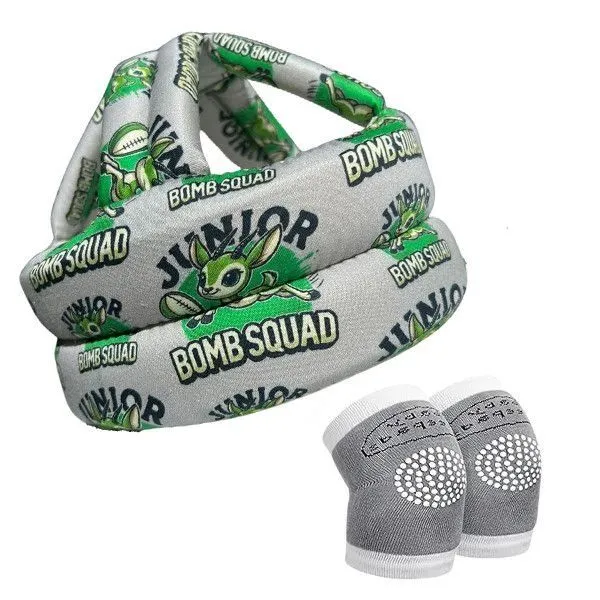 Junior Bomb Squad Baby Toddler Head Protective Cap & Non-Slip Knee Pads