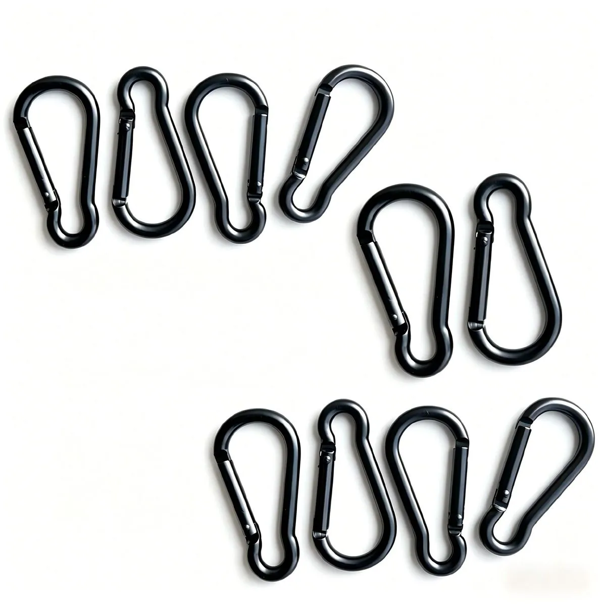 10Pcs Black Carabiners 4cm - Spring Hooks for Keys & Gear