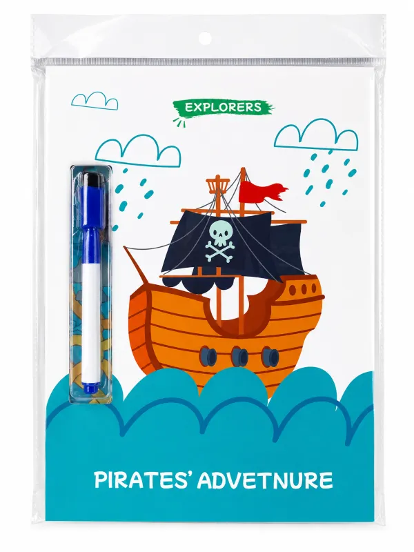 Explorers Pirates Adventure Colouring Book Set with Pen