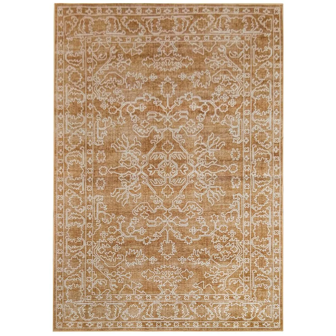 Urban Thread Acacia Area Rug Elegant Beige Medallion Design - Ornate Motifs