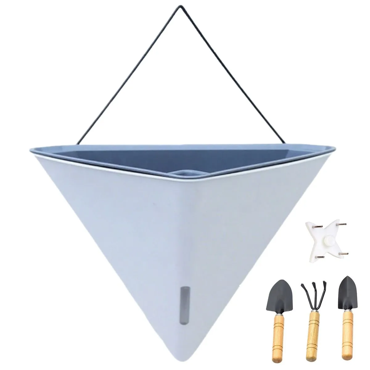 Hanging Planters Self Watering Flower Pots with Gardening Tools for Indoor - White