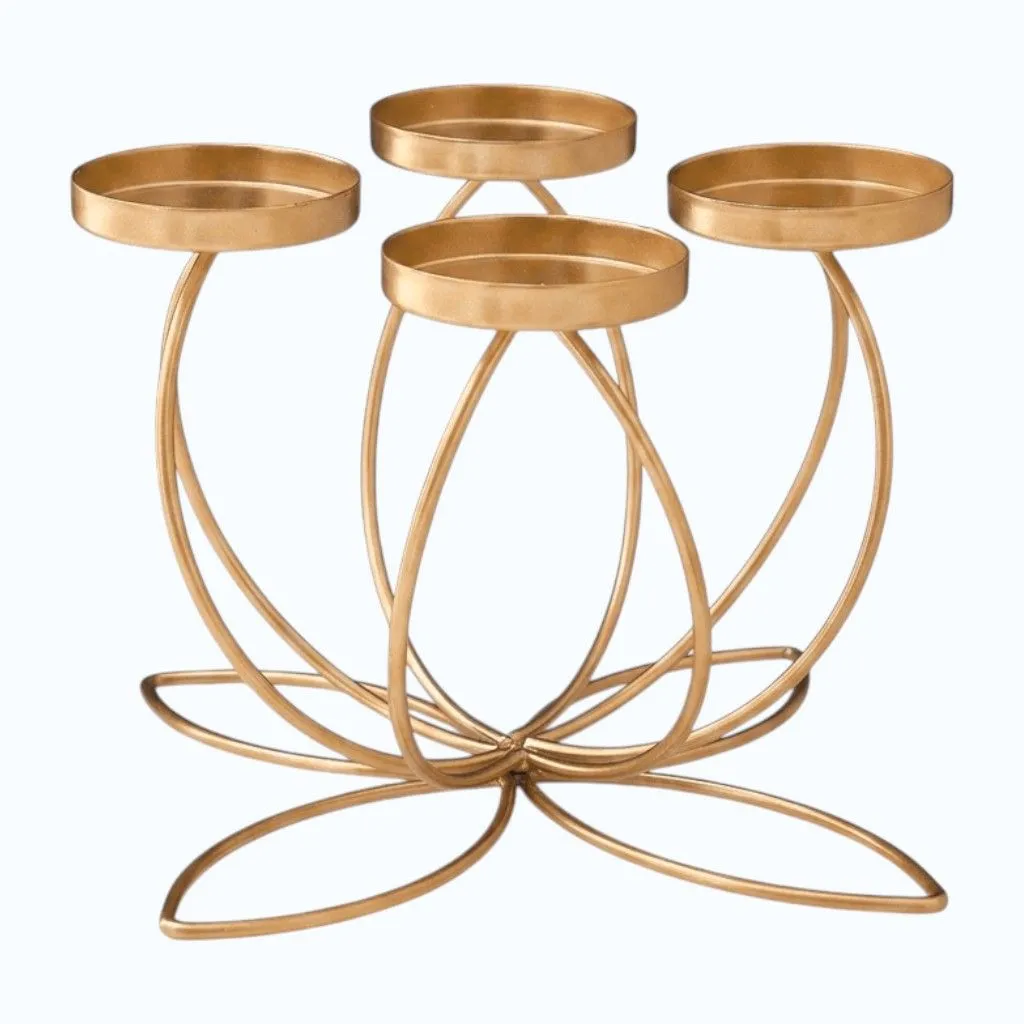 Elegant 4-Cup Candle Holder - Gold