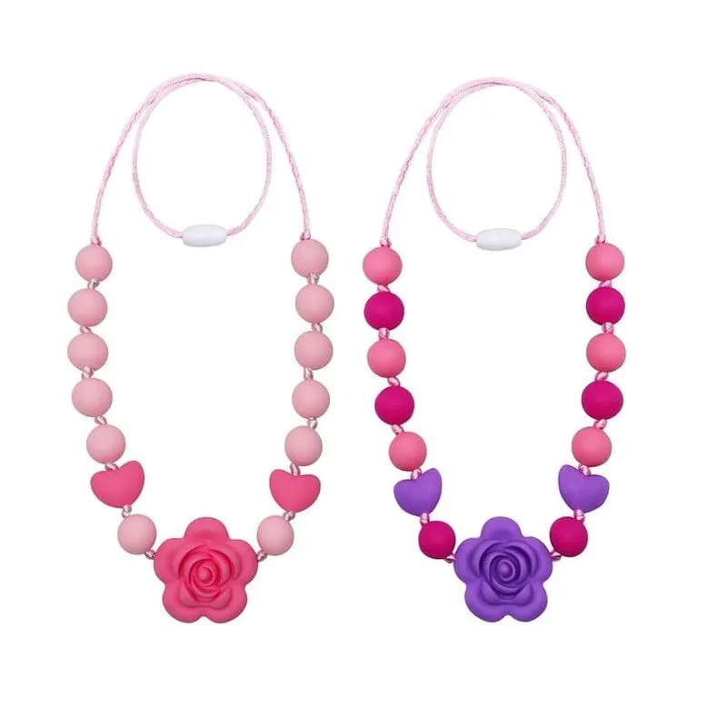 2Piece Silicone Chewy Necklaces for Sensory Kids & Adults BPA-Free