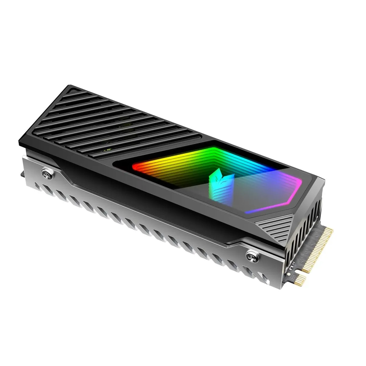M.2 2280 SSD Hard Drive Heatsink Built-in Fan 5V 3 Pin ARGB Cooler - Black