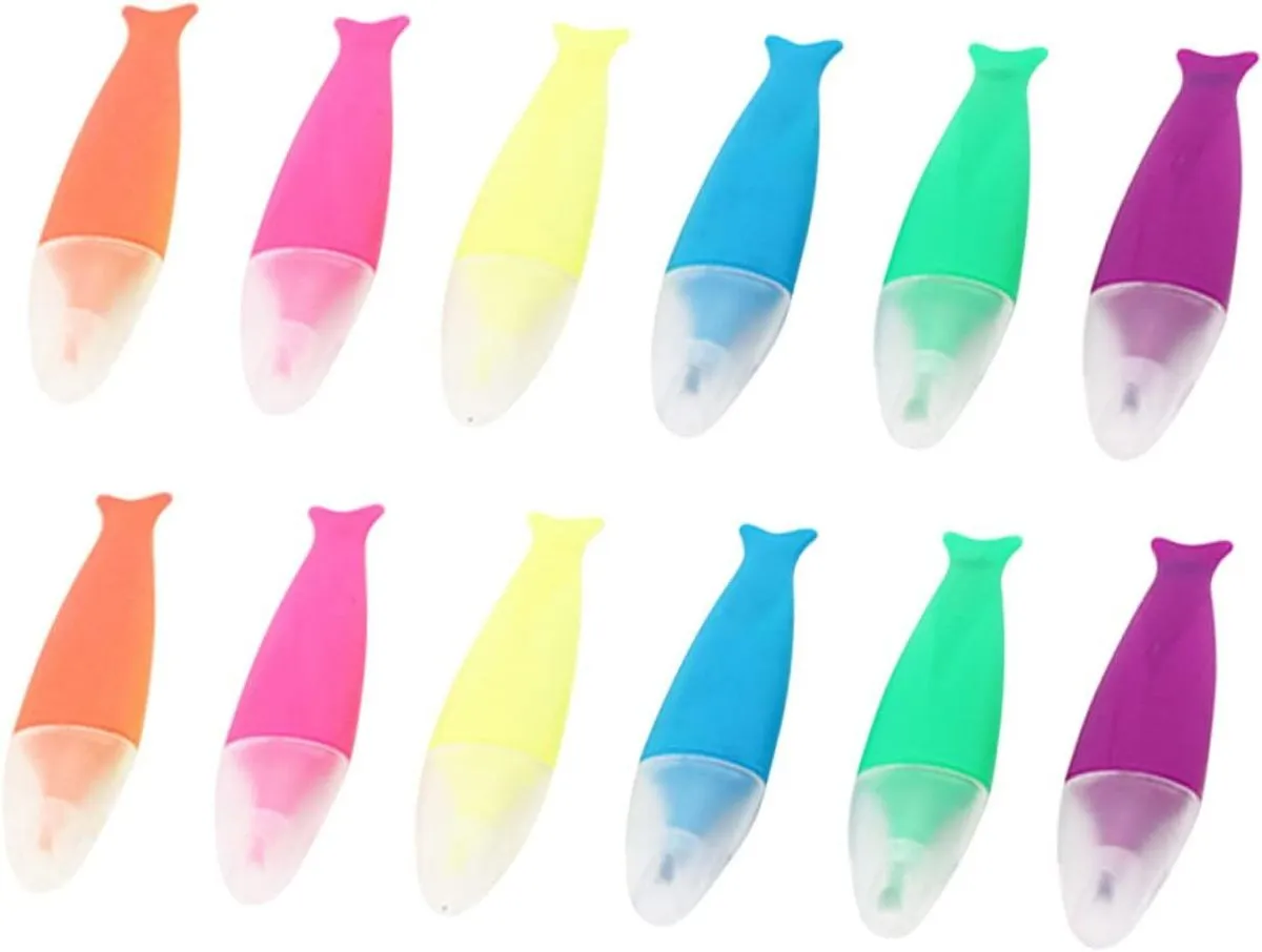 Cute Pastel Highlighter Pens Fluorescent Watercolor Markers 12pcs