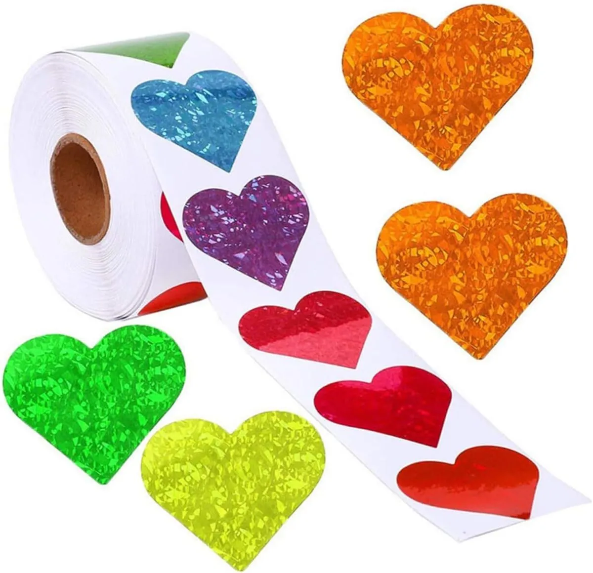 1 Roll Heart Shape Stickers Self-Adhesive Decorative Labels For Teachers
