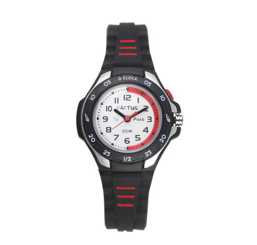 Cactus Mentor - Time Teacher Watch for Kids - Black & Red