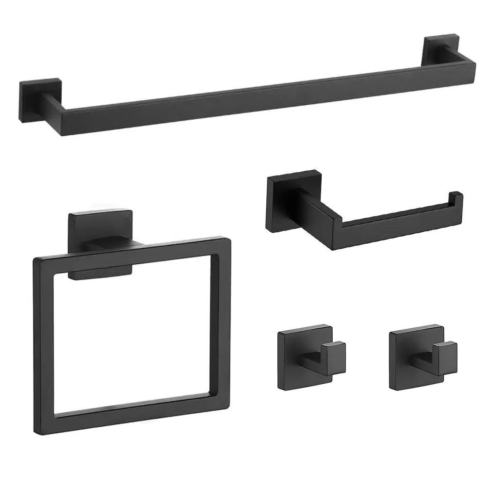 5 Pieces Bathroom Accessories set - Black